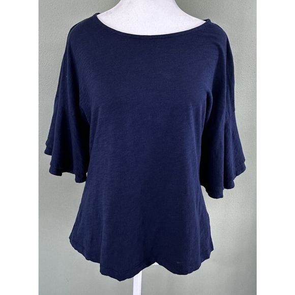 Vineyard Vines Tops - Vineyard Vines Shirt Top Sz S Flowy Flutter Sleeve Scoop Neck Office Cotton Blue